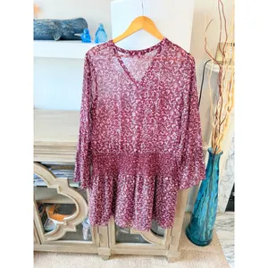 Derek Lam 10‎ Crosby Paisley Mini Dress Womens Burgundy Pink Size 6 thumbnail 3