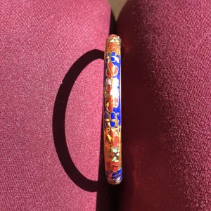 Vintage cloisonné blue hinged bangle bracelet thumbnail 10
