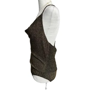Forever 21 Metallic Bodysuit L Black Bronze Shimmer Cowl Neck NWT thumbnail 5