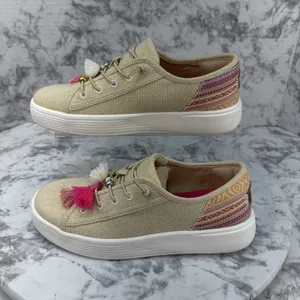 Hey Dude Cody Boho Mix Slip On Shoes Size 8 Natural Canvas Tassel Moccasin Flats thumbnail 4