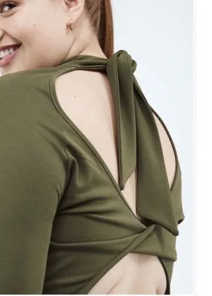 Fabletics Racquel Back Twist Dress Dark Moss Size Xl NW Detailed Tag thumbnail 4
