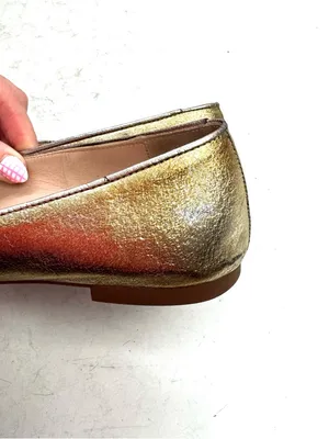 Stuart Weitzman Metallic Gold Ballet Flats Leather Size 7.5 thumbnail 7