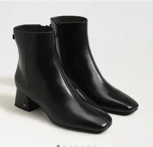 Sam Edelman Paige Black Leather Square-Toe Ankle Boots thumbnail 1
