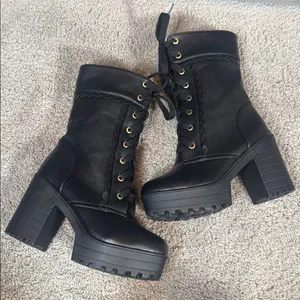 Women’s Black Lace Up Chunky Heeled Platform Boots Size 5.5 (EU 36) NEW thumbnail 7