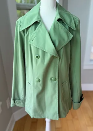 Croft & Barrow Light Green Short Trench Coat Size XL thumbnail 1