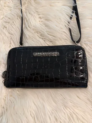 Brighton Black Croc-Embossed Crossbody /Wallet excellent condition see photos thumbnail 2
