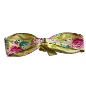 Abercrombie and Fitch Strapless Yellow Floral Bikini Top Women's Sz Large thumbnail 2