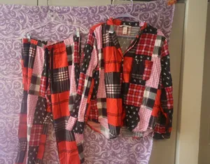 Victoria's Secret modal blend patchwork pj pajamas set in red and black size medium. thumbnail 1