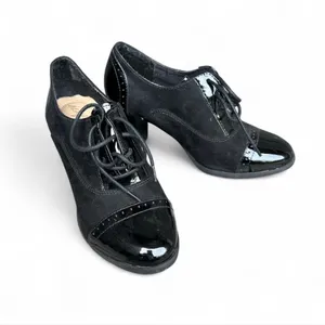 Dexflex Comfort Kara Black Mary Jane Lace-Up Oxford Block Heel Shoes 7 New thumbnail 2