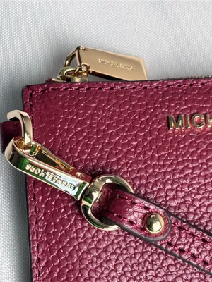 Michael Kors Mercer Leather Coin Purse Wristlet Wallet Brandy Burgundy thumbnail 2