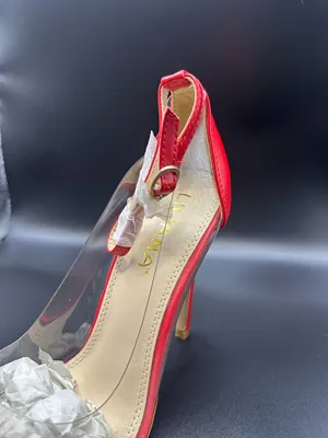 Liliana Red Clear Lucite Ankle Strap Pointed Toe Stiletto Pumps 7.5 Femme Fatale thumbnail 5