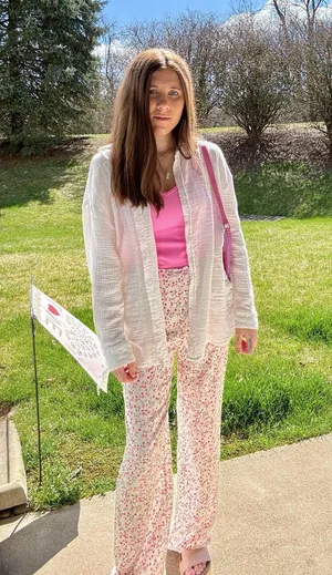 Blue Blush Floral Wide Leg Bottoms thumbnail 5