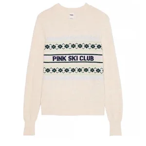 Victoria's Secret PINK Ski Club Intarsia Argyle Sweater Cream XL New Soft Cozy thumbnail 3