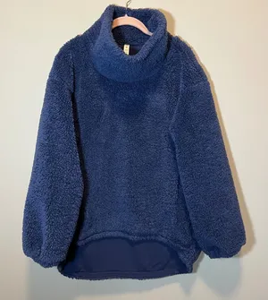 Lululemon Warmth Restore Sherpa Pullover Navy Blue Funnel Neck Fleece Size 10 thumbnail 1
