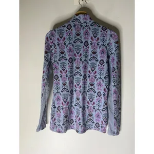 Dover Saddlery Womens Small Blue Purple Ikat Print 1/4 Zip Equestrian Sun Shirt thumbnail 2