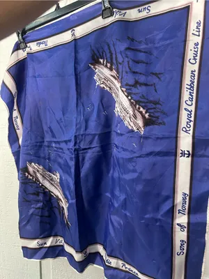 Song of Norway Royal Caribbean Cruise Blue and White Scarf GUC thumbnail 3