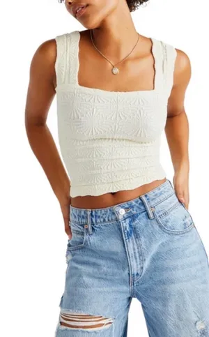 2256 | Free People Intimately Love Letter Cami Tank Ivory XS/S Floral Boho thumbnail 1