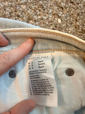 Light Wash American Eagle Distressed baggy high rise thumbnail 2