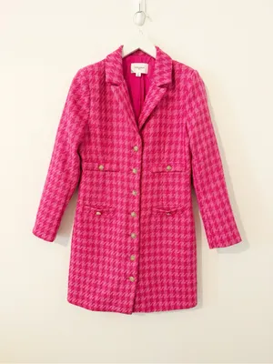 Pomander Place Magenta Tweed Stacie Houndstooth Pink Dress Tuckernuck Small S * thumbnail 3