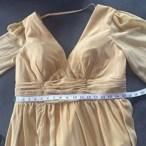 Women’s Full Length Long Sleeve Chiffon V-Neck Formal Dress Corset Back Size 16 thumbnail 10