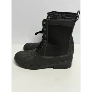 Women's Clarks-Carima Luna-Black Leather Textile Zip Boots Sz 9.5 M C-2 thumbnail 4