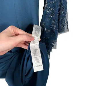 Adrianna Papell Blue Sequin Bat Wing Dress V-Neck Elegant‎ Event Party Womens 6 thumbnail 7