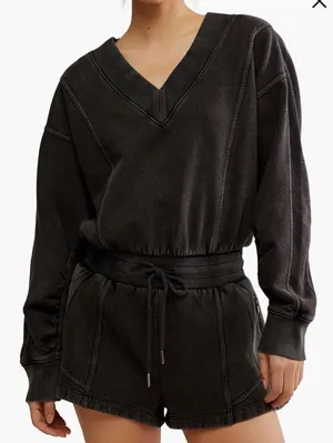 NWT Free People ‎ Movement Intercept Relaxed Fit Black Romper size XS thumbnail 1
