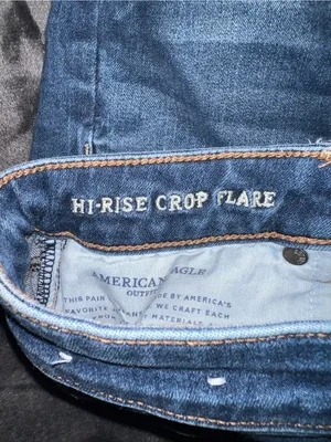 American Eagle High Rise Cropped Flare Jean Size 10 Long thumbnail 4