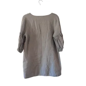 Bryn Walker Linen‎ Tunic Top Grey Puff Sleeves Langenlook Made in USA Size S thumbnail 2