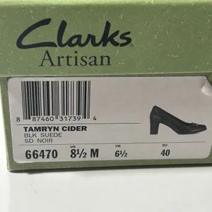 Clarks Artisan Tamryn Cider Black Suede Block Heel Pumps Womens 8.5‎ M thumbnail 3