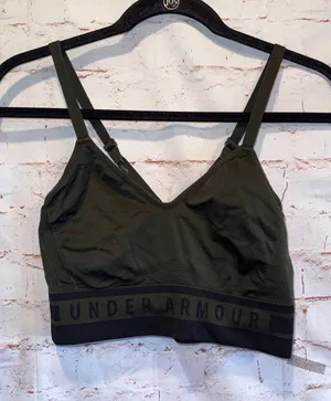 Under Armour Olive Green Racerback Sports Bra Branded Band L pullover no pads thumbnail 1