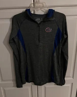 Campus Heritage Florida Gators Quarter Zip Hoodie Grey Blue Womens Medium thumbnail 1