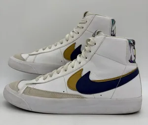 Nike Youth 6.5Y Womens 8 Blazer Mid '77 SE GS White Blue Void Gold‎ DD1847-102 thumbnail 1