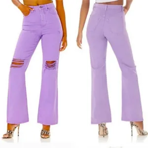 AFRM Oden High Waist Jean Flare Leg Knee Hole Purple NEW Women's Purple Jeans 26 thumbnail 3