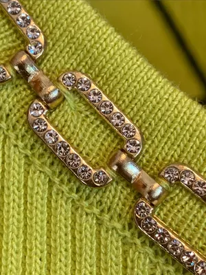 Nanette Lepore Kasper Neon Lime Chain-Trim Crewneck Sweater thumbnail 7