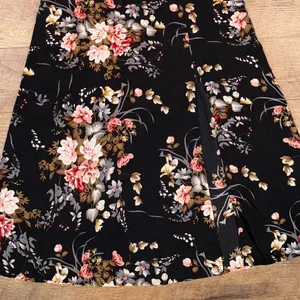 SheIn Black and Pink Floral Print Split Thigh Halter Maxi Dress with Slit thumbnail 12