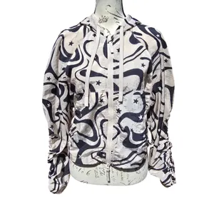 JoyLab‎ -928 Women's Windbreaker Jacket Packable Hooded Swirl Star Print XS thumbnail 2