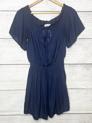 DO+BE Navy Blue Off Shoulder Keyhole Neck Short Sleeve Mini Dress Size Large thumbnail 1