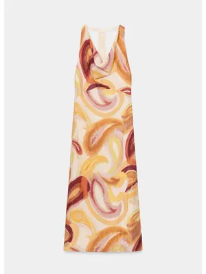 ZARA Women’s Pink & Cream Swirl Halter Midi Dress thumbnail 7