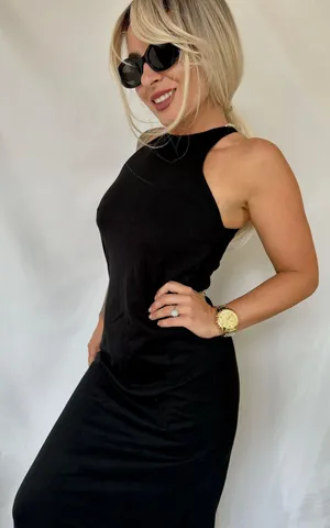 ZARA Midi Long Maxi Cotton Classic Little Black Dress thumbnail 2