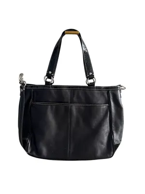 COACH Laura Black Silver Leather Tote Bag w/ Strap thumbnail 11
