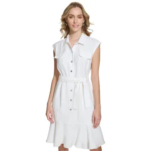 Calvin Klein Womens Sleeveless Button Up Shirt Dress M4CB8908 Soft White 16 thumbnail 6