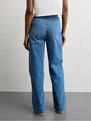 American Eagle Super High Rise Baggy Wide Leg Jeans Womens 00 Light Wash thumbnail 2