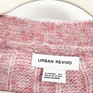 Urban Revivo Women Pink Cable Knit Coquette Cropped Fisherman Cardigan Sweater 6 thumbnail 4