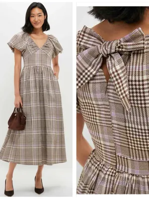 Anthropologie EN SAISON Brown Taupe Lavender Charleigh Maxi Dress thumbnail 2