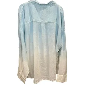 J Jason Wu NWT‎ Blue White Dip Dye Oversized Linen Blend Button Down Shirt XL thumbnail 4