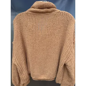 Free People Be Yours Pullover Sweater Camel Chunky Knit Oversized Cowl Neck XS thumbnail 13