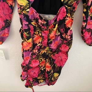 For Love & Lemons Dakota Long‎ Sleeve Ruched Floral Mini Dress Small NWT thumbnail 10