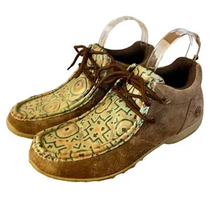 Roper leather mosaic printed booties size 8 Brown thumbnail 1