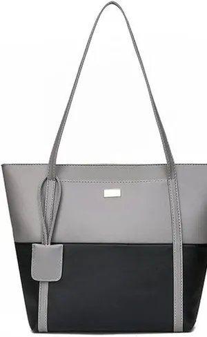 NWT ~ Casual Two Tone Large Capacity Shoulder Tote Bag Shopping Purse thumbnail 1